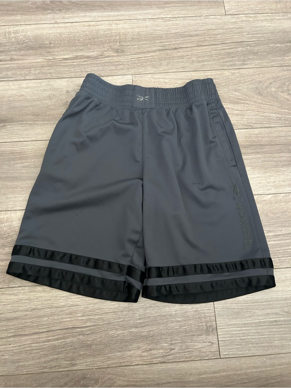 Reebok Men's Dark Gray Athletic Shorts with Black Trim